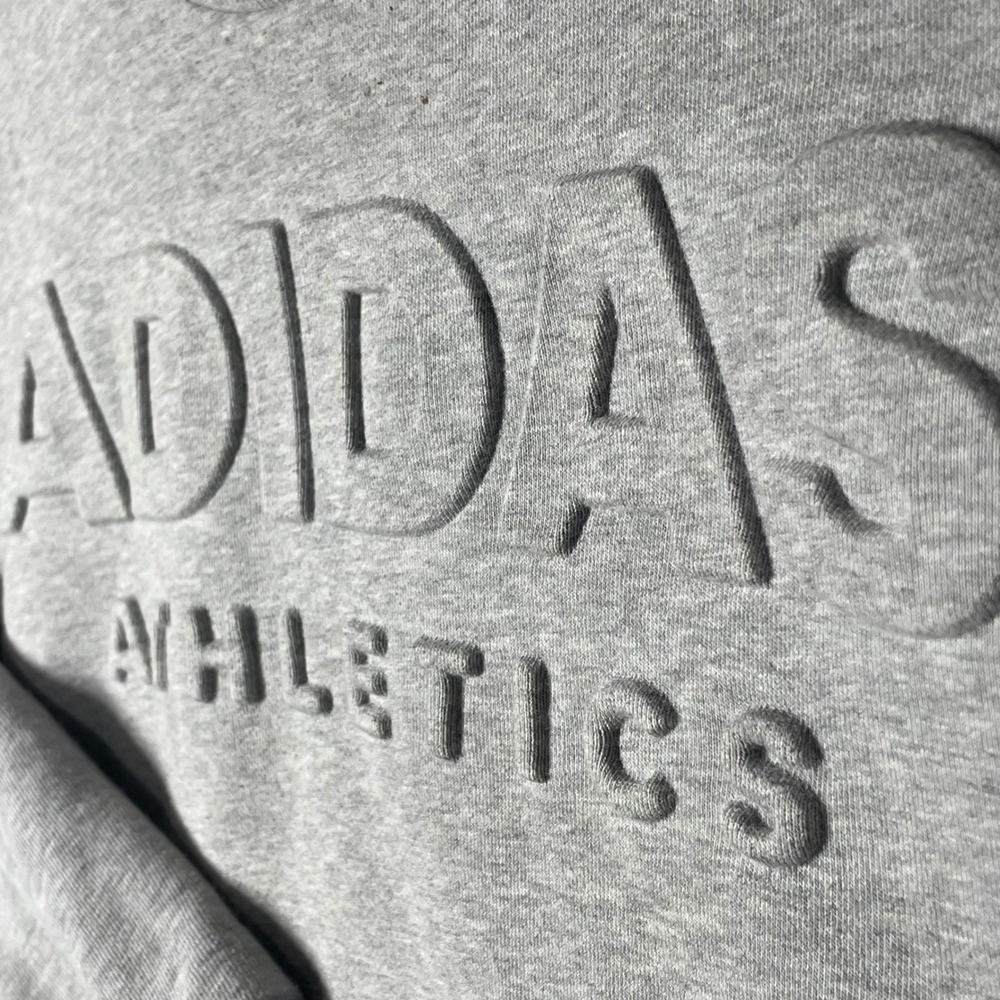 Adidas Athletics Heather Gray Embossed Logo Crewneck Sweatshirt CV4553 Mens XL